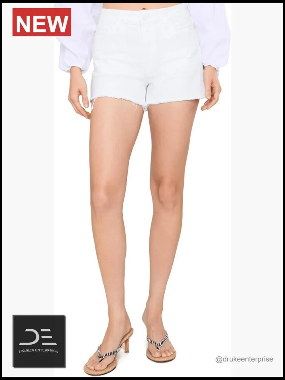 High Rise Relaxed Fit Denim Shorts with Button Closure